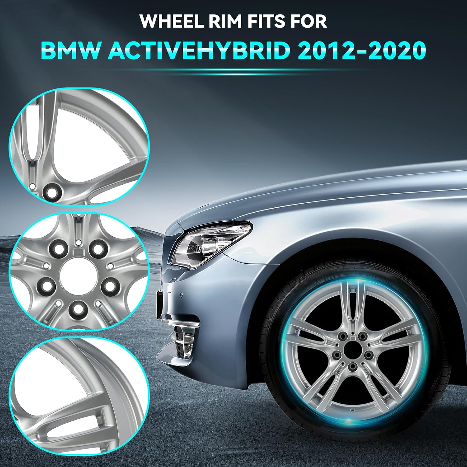 New 18 Inch 18x8.5 Inch Premium Aluminum Alloy Rear Wheel Rim Fits for BMW 3 & 4 Series Activehybrid 2012 2013 2014 2015 2016 2017 2018 2019 2020, 36117845881 Direct Fit OE Stock Specs