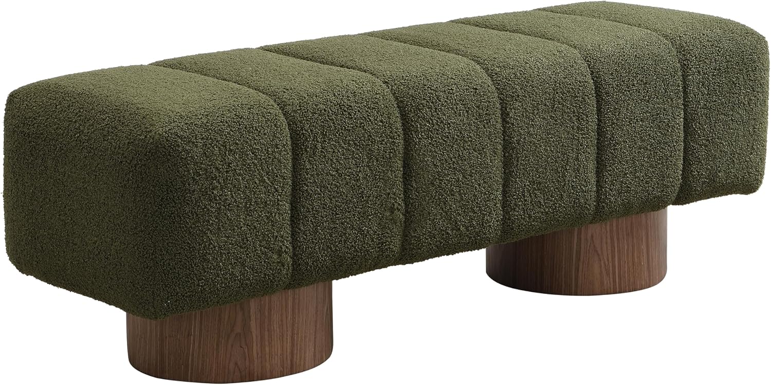 Christopher Knight Home Manila 50' Boucle Fabric Dining Bench, Rectangular Upholstery Ottoman Bench, Bedroom End of Bed Footstool, Living Room Extra Seat Footrest, No Assembly Needed, Jungle Green