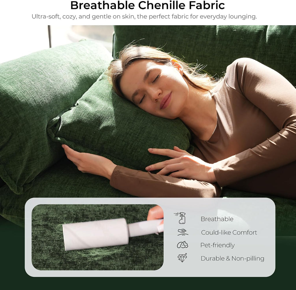 ELUCHANG Oversized 79' Modular Sectional Sofa, Comfy Cloud Couch for Living Room, L-Shaped Sofa with Ottoman, Apartment Couch, DIY Combination - Chenille Green