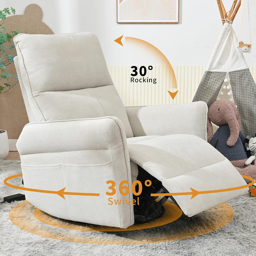 Glider Chair Swivel Rocker Recliner for Nursery, 360° Swivel Snowflake Velvet Manual Rocking Chair for Living Room, Bedroom, Small Spaces