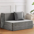 JKMAX Twin Size Folding Sofa Bed - 4 in 1 Convertible Sleeper Chair with Pillow - High Density Memory Foam Futon Couch - Foldable Bed for or Living Room Bedroom (Dark Grey)