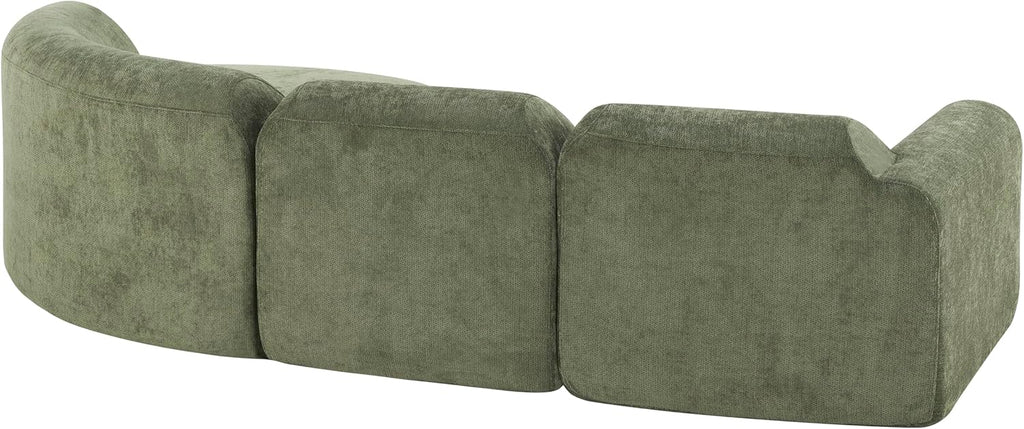 Merax Modern Curved Sectional Sofa with Ottoman, Couch 4-Piece Set High-Density Compressed Sponge, Fully Assembled, Right Hand Facing, Plush Deep Seat for Living Room, Lounge, Apartment, Green