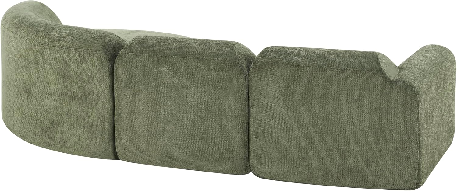 Merax Modern Curved Sectional Sofa with Ottoman, Couch 4-Piece Set High-Density Compressed Sponge, Fully Assembled, Right Hand Facing, Plush Deep Seat for Living Room, Lounge, Apartment, Green