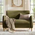 HULALA HOME 50.5' Loveseat Sofa with Stripe Pattern, 2 Seater Farmhouse Sofa with Rolled Wide Armrests and Rubber Wood Legs, Comfy Upholstered Small Couch for Living Room Bedroom, Moss