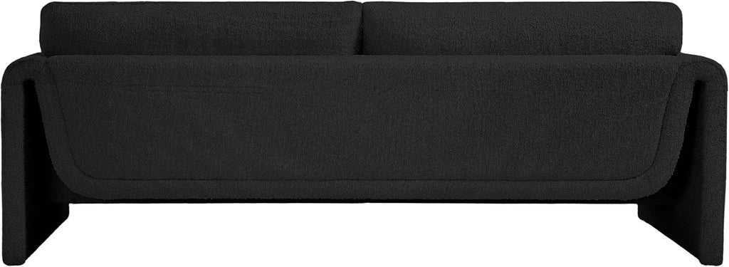 Meridian Furniture 198Black-S Stylus Collection Modern | Contemporary Boucle Fabric Upholstered Sofa with Rich Black Boucle Fabric, Curved Arms, 86' W x 38' D x 31' H, Black