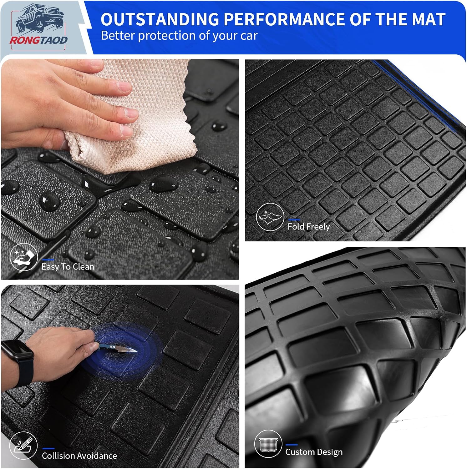 Rongtaod Floor Mats Compatible with 2023 2024 2025 2026 Honda Pilot Cargo Mat Trunk Mat Cargo Liner Back Seat Cover Protector All Weather Pilot Accessories (Trunk Mat with Backrest Mat+Floor Mats)