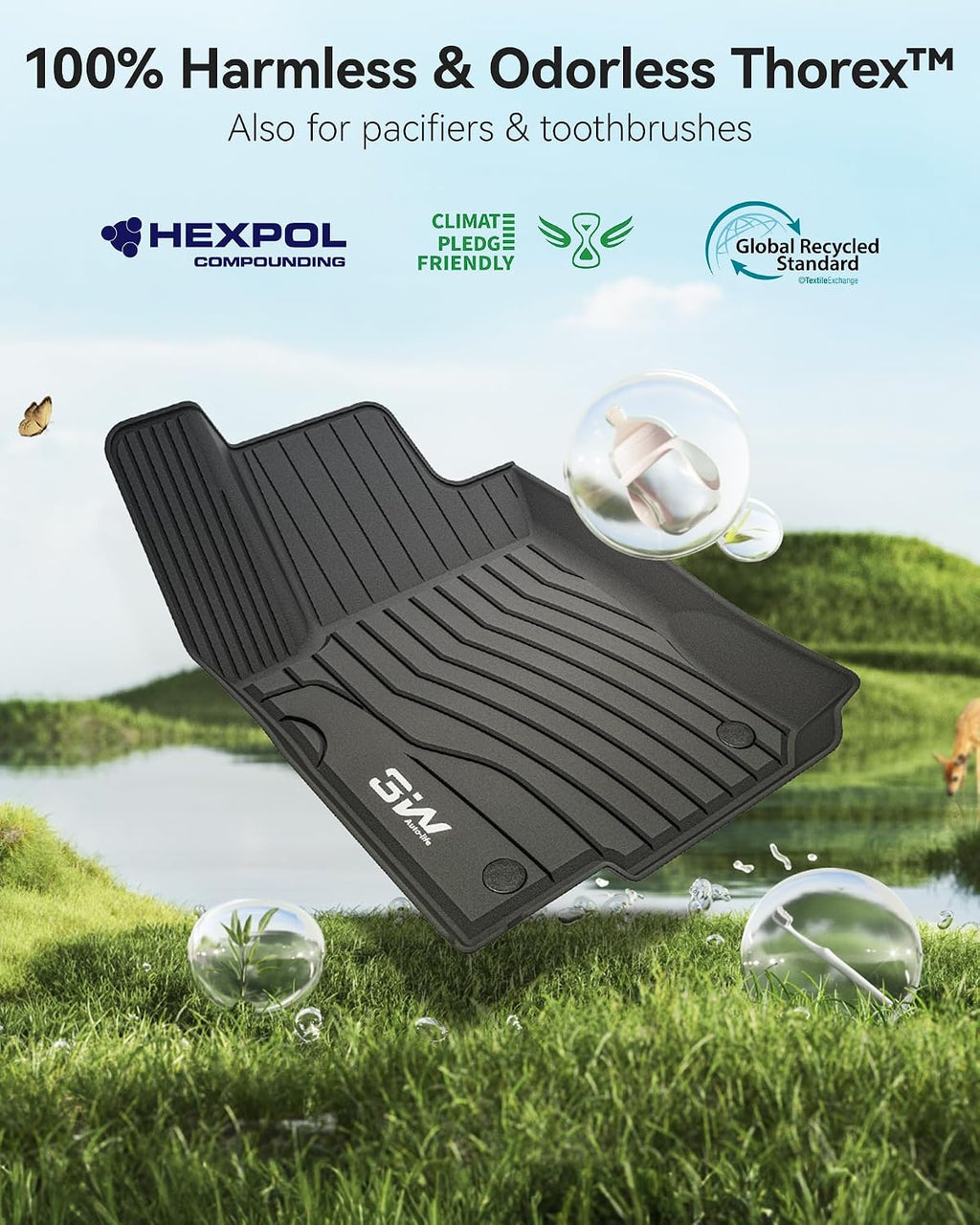 Floor Mats for Mercedes Benz GLE (2016-2018) - 3W Front and Rear 2 Rows All Weather Floor Liners Heavy Duty Custom Fit Vehicle Floor Carpet Mats Liner for Benz ML, Benz GL, Benz GLS (2017-2018), Black