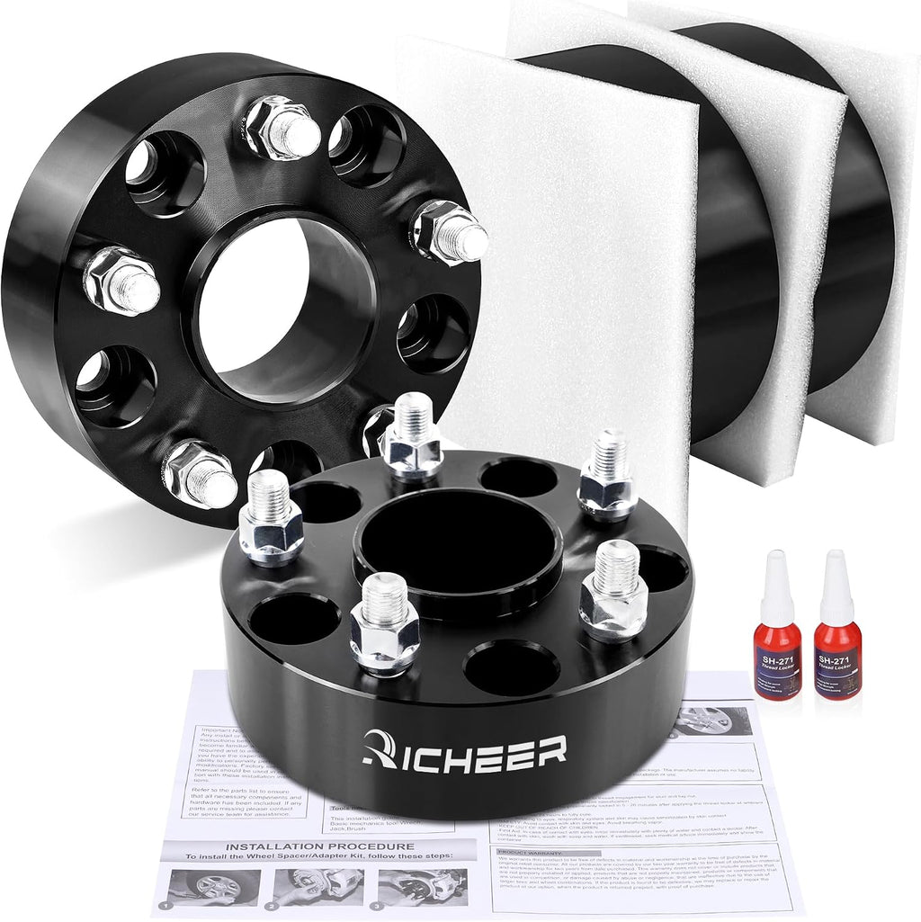 Richeer 2 inch 5x5 Hubcentric Wheel Spacers for 2018-2024 Wrangler JL, 2011-2024 Grand Cherokee WK2 WL, 2019-2024 Gladiator JT, 2011-2023 Durango with 14x1.5 Studs & 71.5mm bore