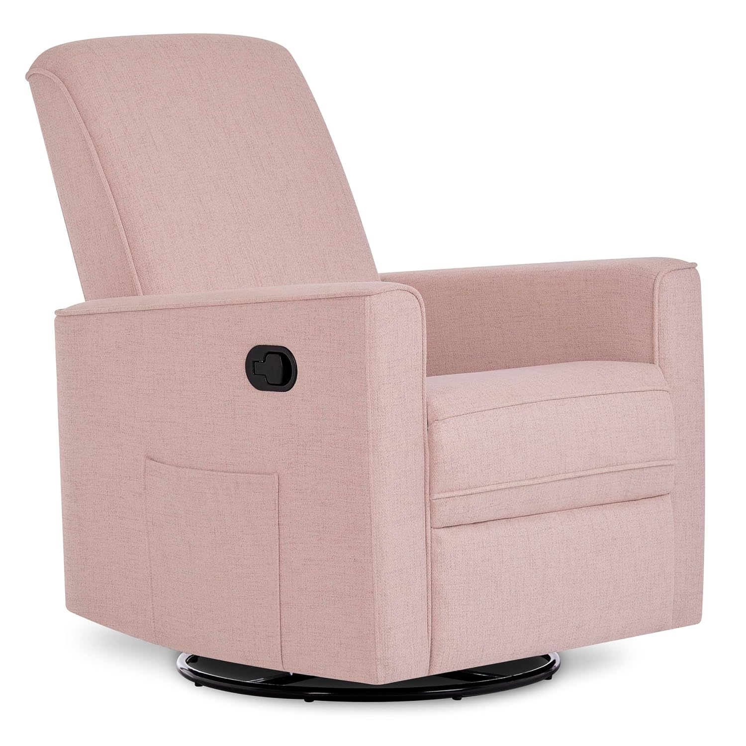 évolur Raleigh Upholstered Manual Glider Recliner– Rocking & 360° Swivel with Smooth Glide – Greenguard Gold & FSC Certified – Modern Nursery and Living Room Chair in Rose