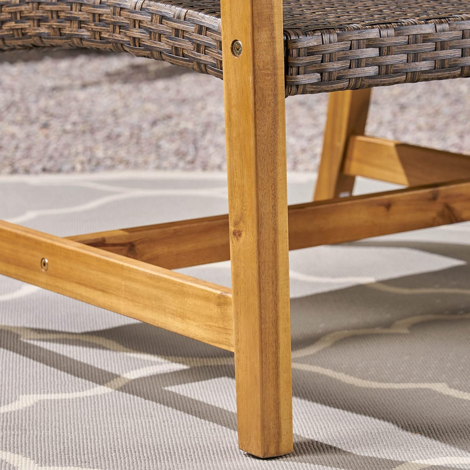 Christopher Knight Home Marcia Outdoor Wood Sofa, Wicker, 75.50 x 31.00 x 31.50, Gray, Natural Stained Finish