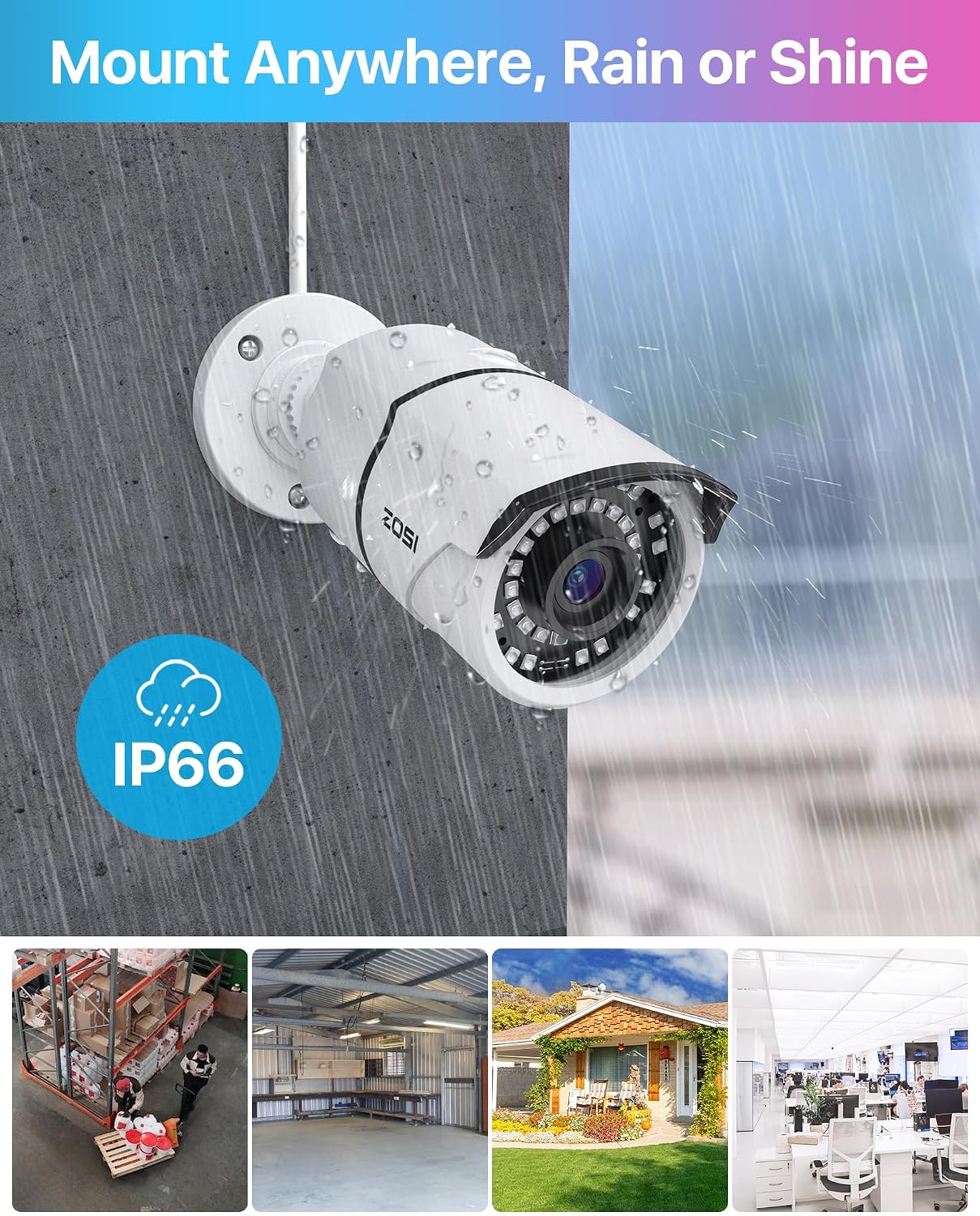 ZOSI 8CH 5MP 2K+ PoE Security Cameras System Outdoor with 2TB Hard Drive,H.265+ 5MP 8Channel NVR System and 4pcs Wired 5MP IP67 Weatherproof 120ft Night Vision PoE IP Cameras for 24/7 Recording
