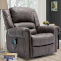 VIVIJASON Massage Swivel Rocker Recliner Chair with Heat & Vibration, 360° Swivel Manual Glider Rocking Reclining Chair with Remote Control, Side Pockets & USB Ports for Living Room, Smoky Gray