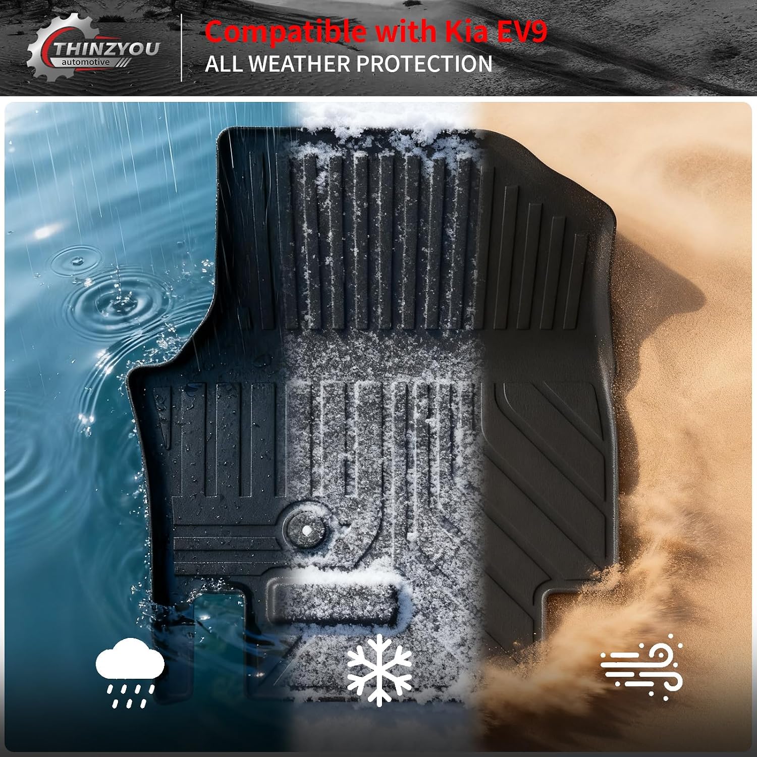 Floor Mats Compatible with 2024 2025 2026 Kia EV9 6&7 Seats Cargo Liner Cargo Mat Trunk Mat Trunk Liner Back Seat Cover Protector EV9 Accessories (Floor Mats+Trunk Mat with Backrest Mat)
