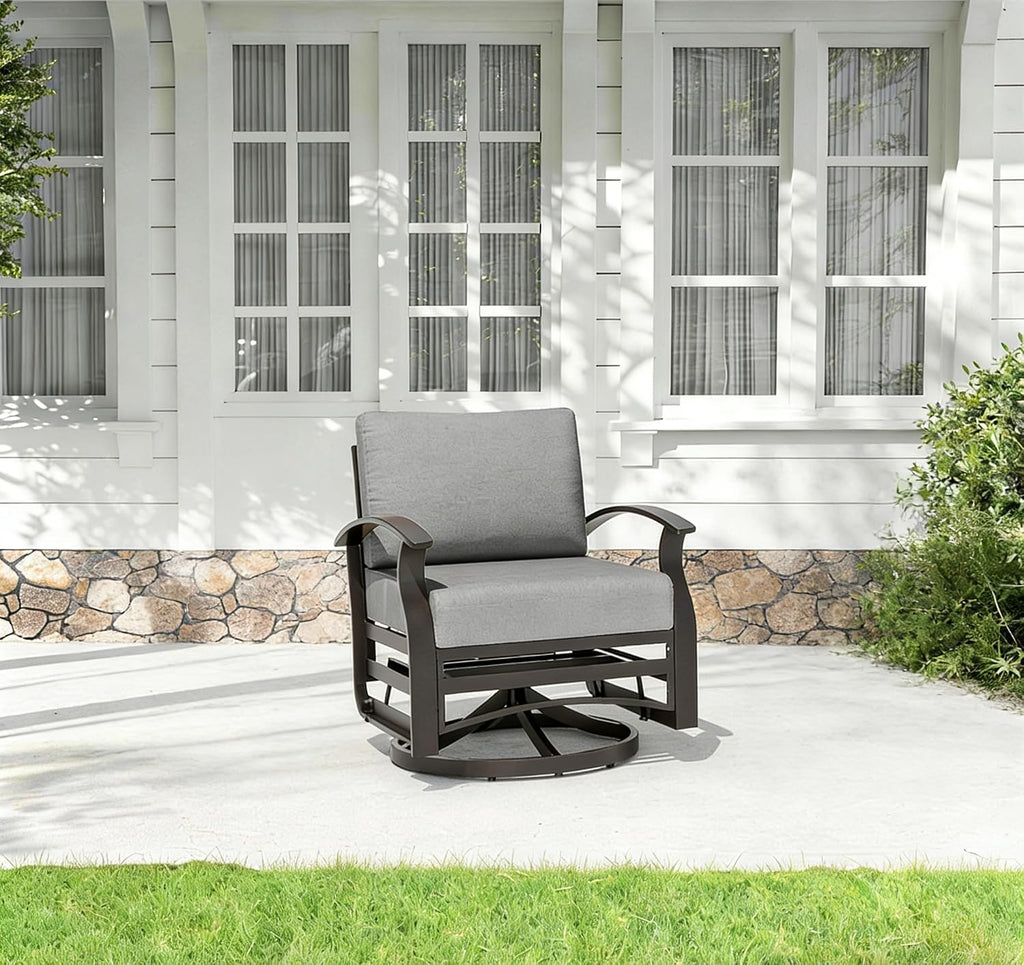 Kurapika 1 Piece Patio Furniture Chair, Outdoor Aluminum Swivel Glider Rocker, Patio Bistro Set Rocking Chair for Porch, Garden, Patio, Grey
