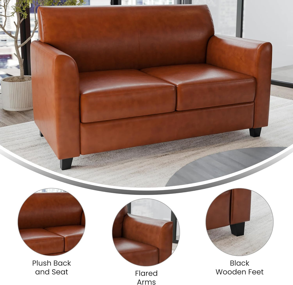 Flash Furniture HERCULES Diplomat Series Cognac LeatherSoft Loveseat