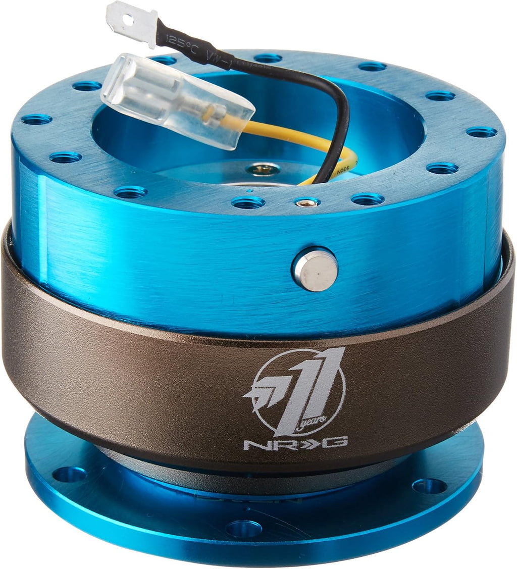 NRG Innovations Gen 2.0 Steering Wheel Quick Release Adapter 6-HOLE with Mounting Bolts (New Blue Body/Titanium Chrome Ring), NRG-SRK-200NB