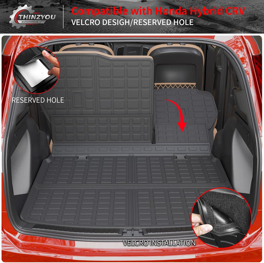 Floor Mats Compatible with 2023 2024 2025 2026 Honda CRV (Include Hybrid) Trunk Mat Cargo Liner All Weather Back Seat Cover CR-V Accessories (Upper Deck, Trunk Mat+Backrest Mats+Floor Mats)