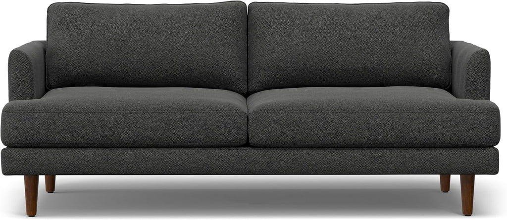 SIMPLIHOME Livingston 76' Wide x 33' High Sofa in Charcoal Grey Woven-Blend Fabric, Handcrafted Loveseat Couch for Living Room or Family Room, Mid-Century Modern Style, Solid Wood Frame