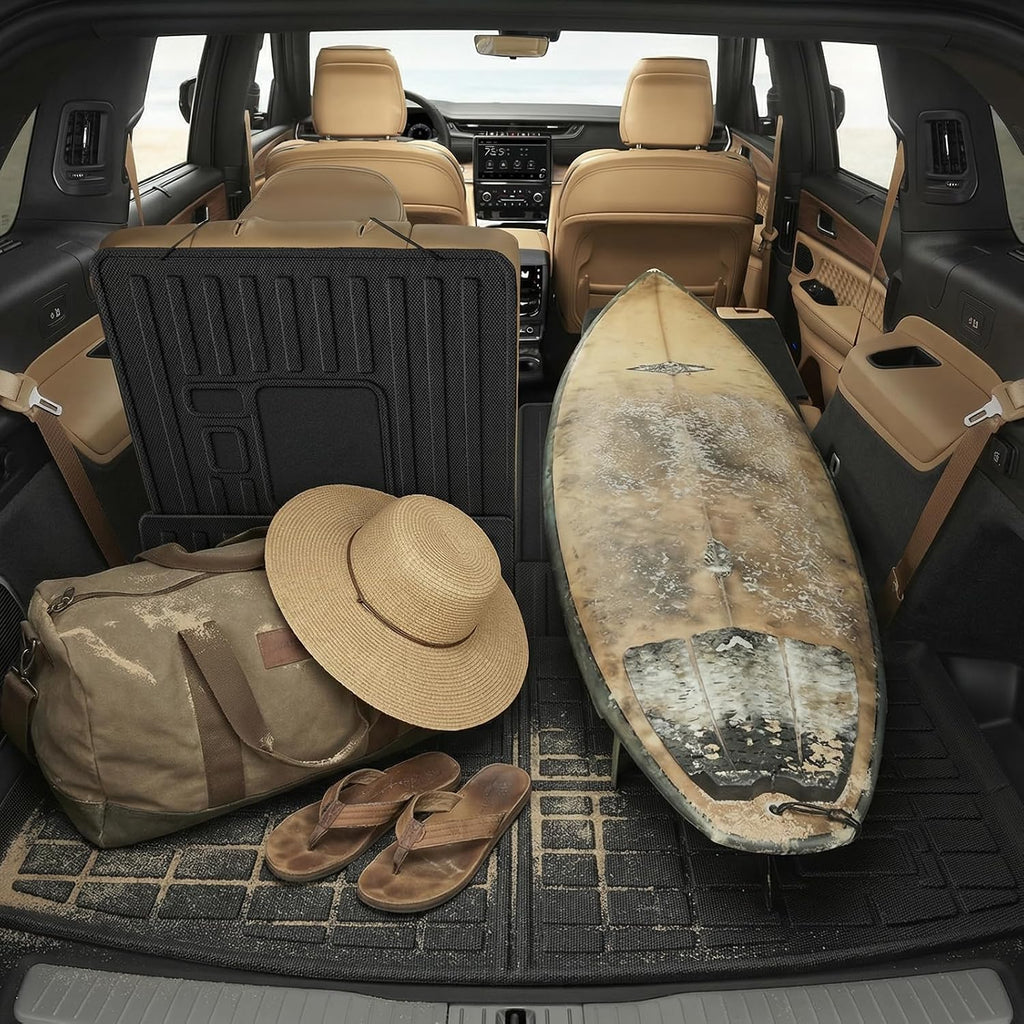 Floor Mat for Jeep Grand Cherokee L: Rubber Custom Fit Front Rear Backrest Cargo Mat Door Spill Set - All Weather Car Accessories for 6-Passenger Without Center Console 2021 2022 2023 2024 2025 2026