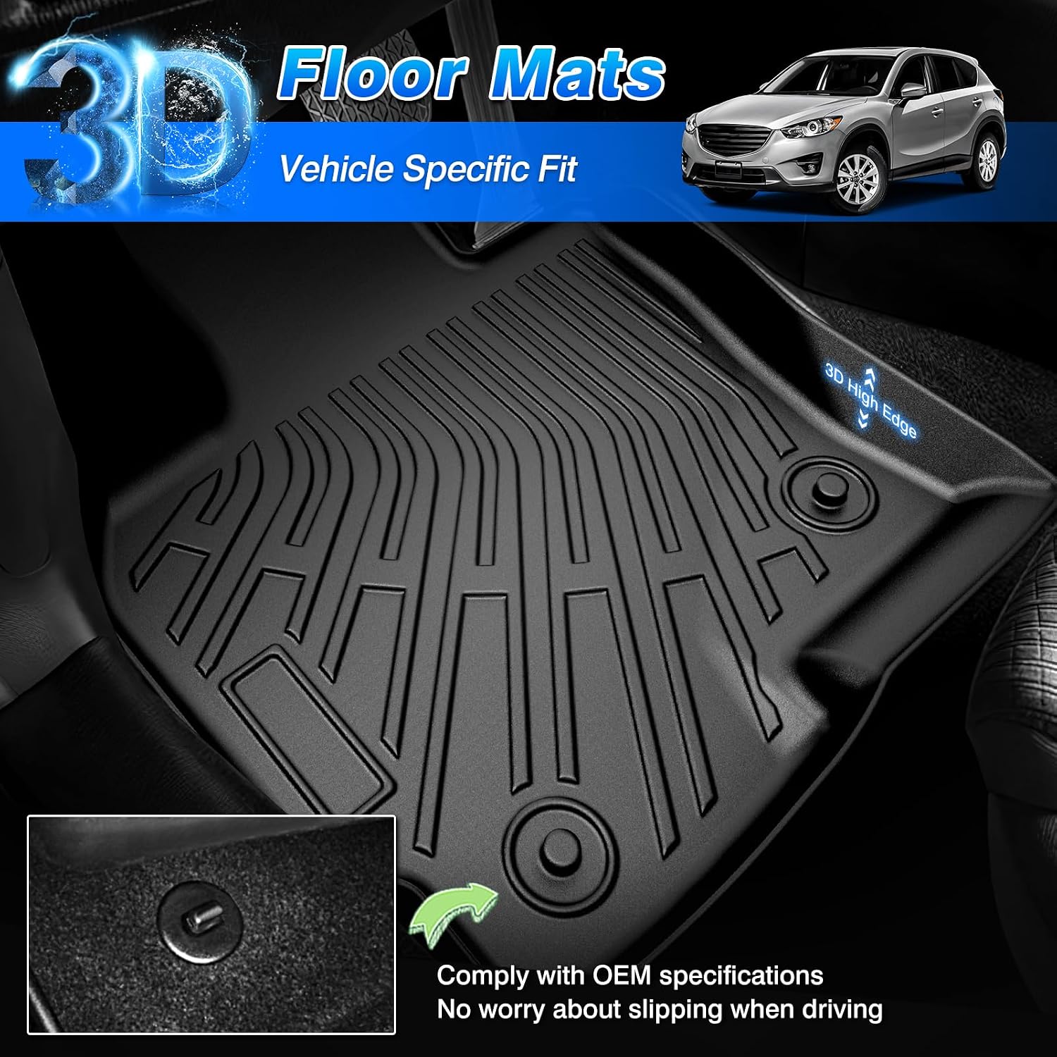 CX-5 Floor Mats - Car Mats for Mazda CX-5 2017-2021, All Weather Floor Mats and Cargo Liner for CX-5 Accessories, Heavy Duty Rubber Mats, Car Accessories