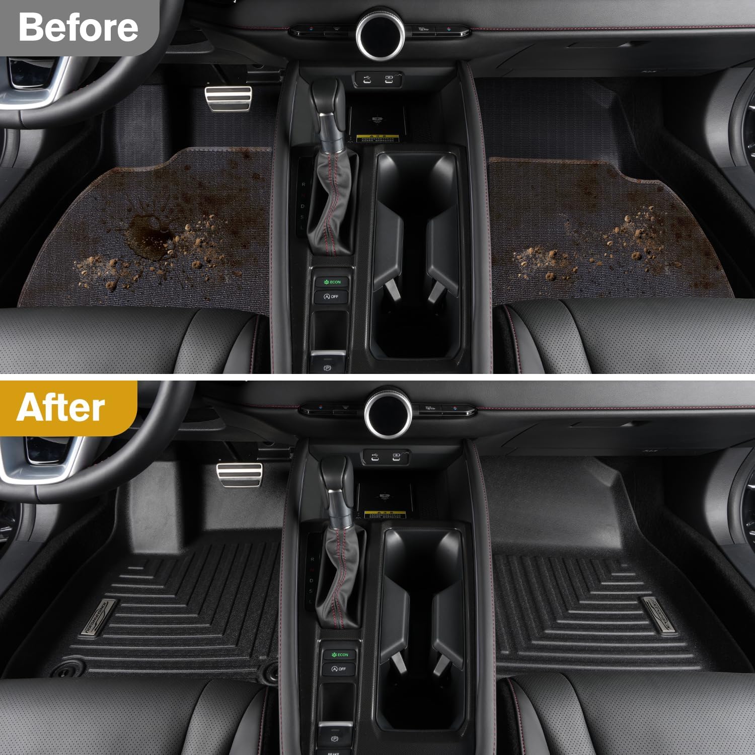 Floor Mats & Cargo Liner for 2006 2007 2008 2009 2010 2011 Honda Civic,1st 2nd Row with Trunk Mat,TPE All Weather Protection Slush Floor Liner Black