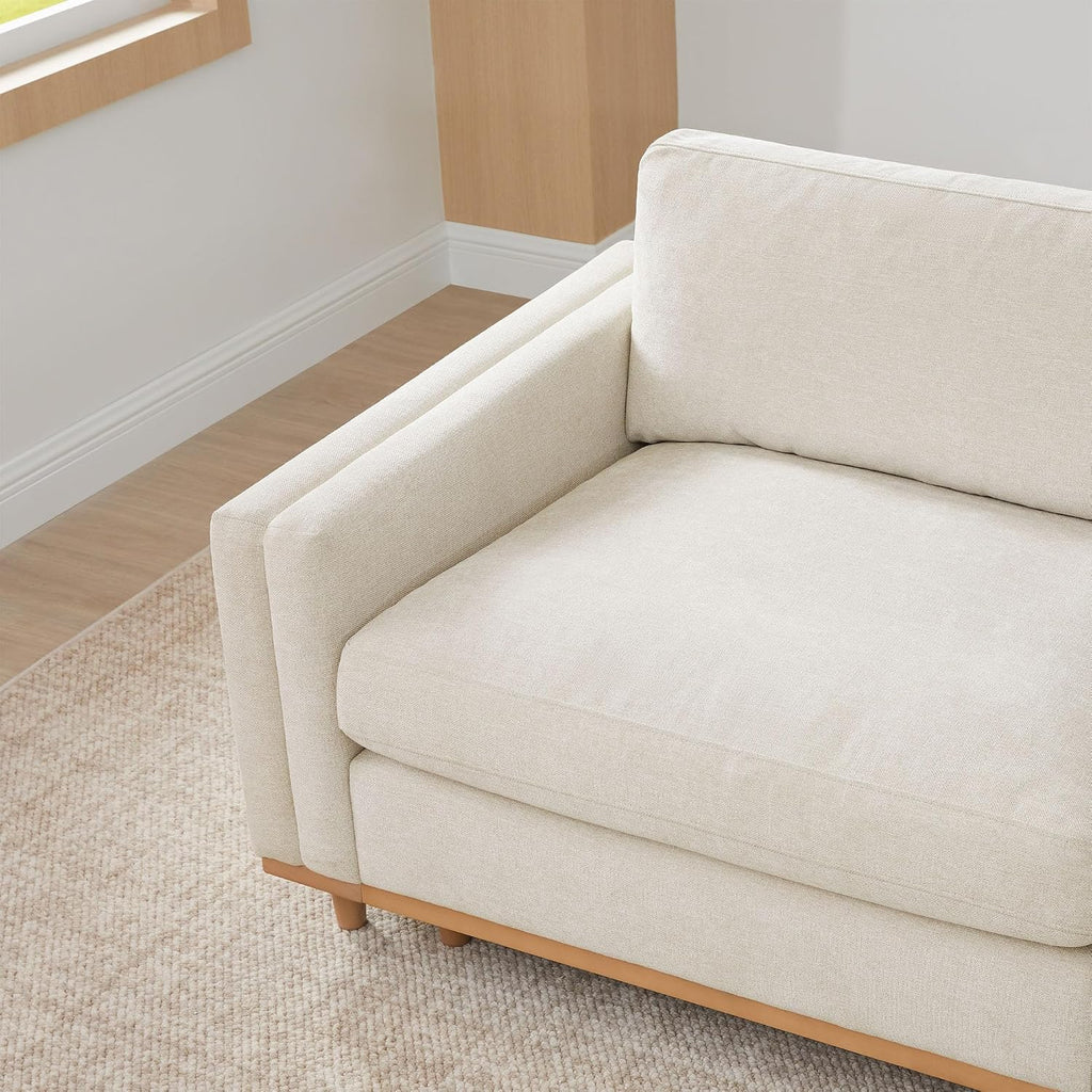 CHITA Super Large Luxury L Shape Convertible Sectional Modular Sofa, Down Filled Modern Sofa, Deep Seat Cloud Couch, 118 inch Width, 5 Seat Couch with Chaise, 2 Ottomans, Solid Wood Leg, Linen