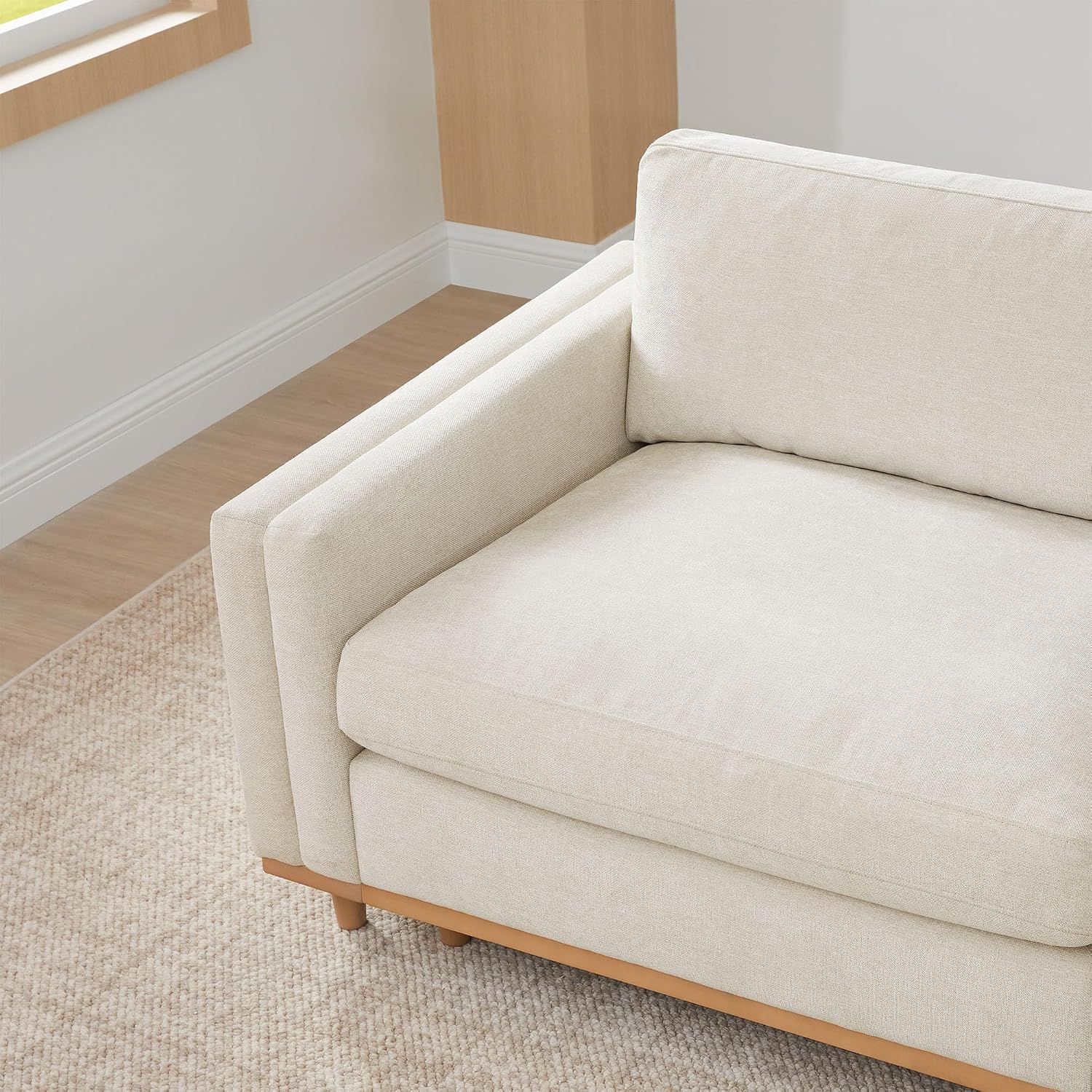 CHITA Super Large Luxury L Shape Convertible Sectional Modular Sofa, Down Filled Modern Sofa, Deep Seat Cloud Couch, 118 inch Width, 5 Seat Couch with Chaise, 2 Ottomans, Solid Wood Leg, Linen