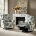 HULALA Home Rocker Recliner Set of 2, Modern Printed Fabric Swivel Glider w/Adjustable Backrest & Footrest, JEACOBEAN