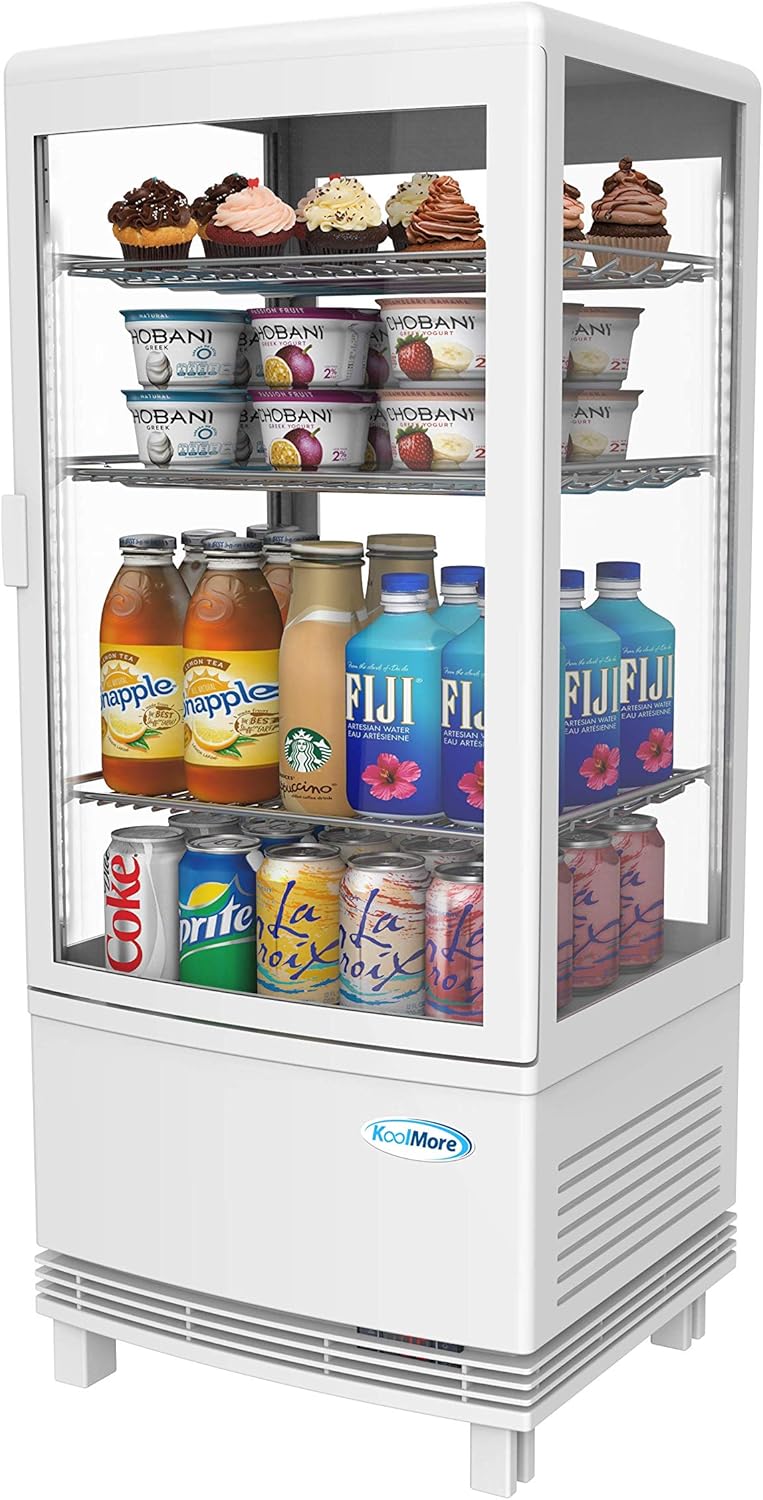 KoolMore Countertop Display Refrigerator - Commercial Beverage Cooler with LED lighting - 3 cu. ft Capacity