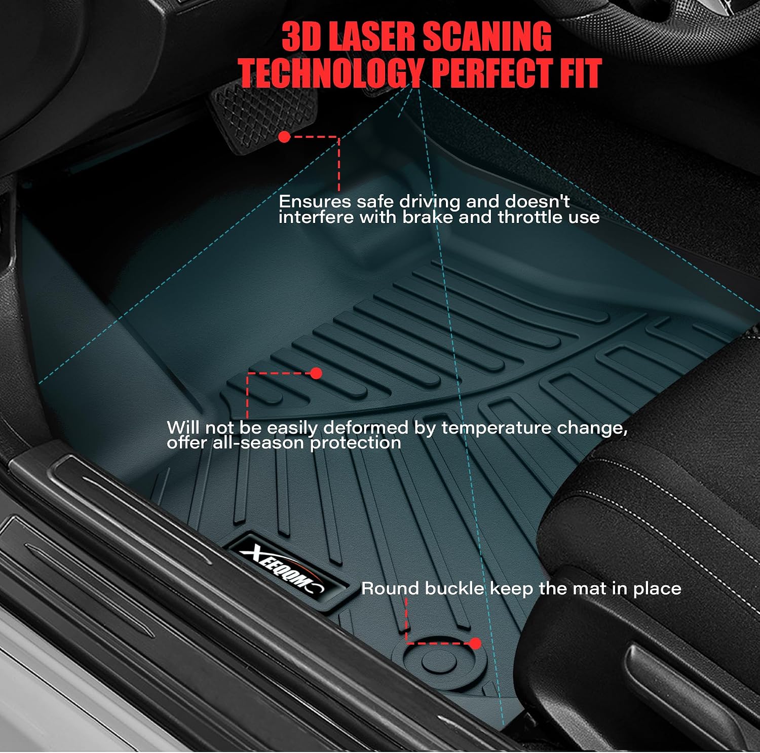 Floor Mats &Trunk Mat for 2024 2025 2026 Chevy/Chevrolet Traverse 7 Seats with Backrest Mat All Weather TPE Rubber Cargo Liner Back Seat Cover 3rd Row for Chevy Traverse 2026 Accessories