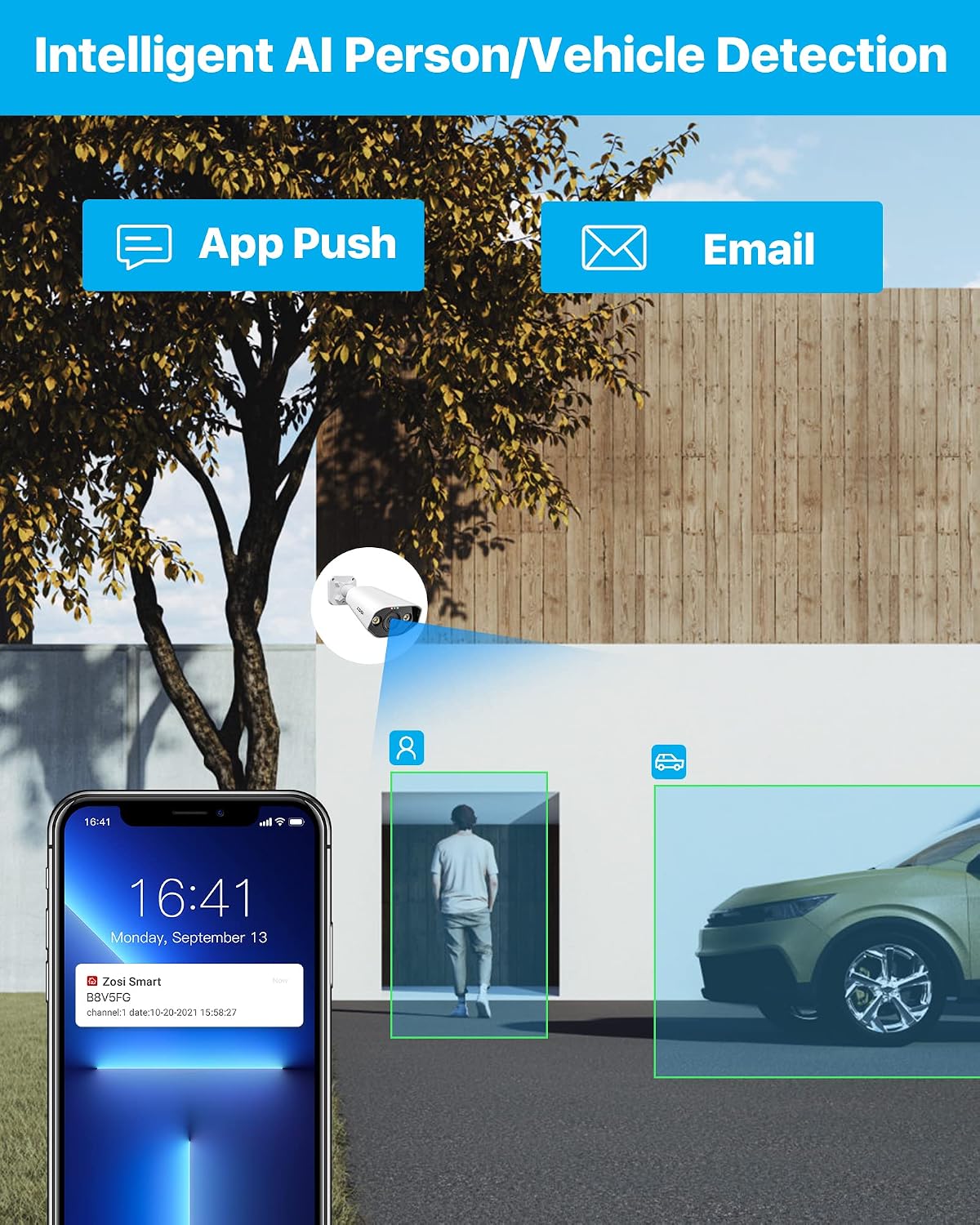 ZOSI 2 Pack 5MP PoE IP Camera with Person Vehicle Detection, Outdoor Indoor Security Camera with 2-Way Talk, Color Night Vision, Smart Light&Sound Alerts, Only Compatible POE NVR System