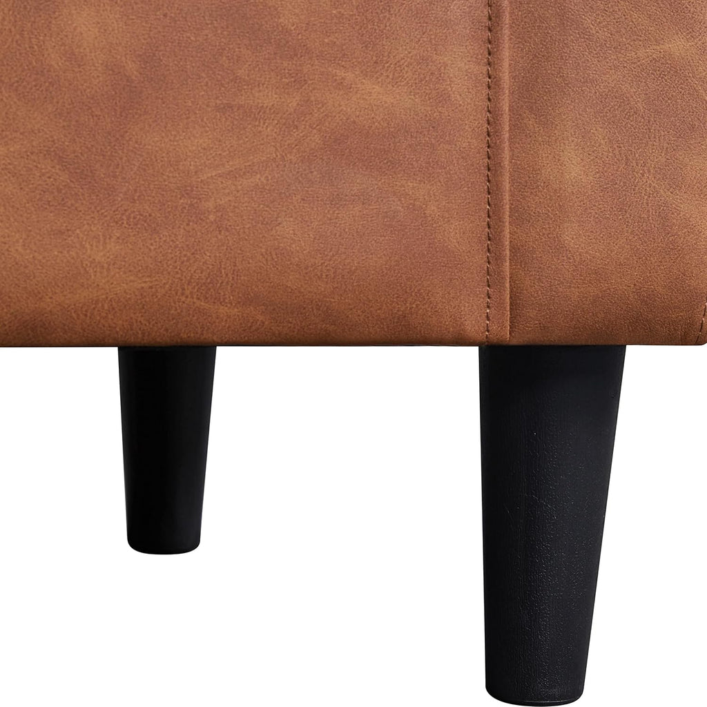 Yaheetech Accent Chair, PU Leather, Modern and Comfortable Armchairs, Upholstered Barrel Sofa Chair for Living Room Bedroom Waiting Room, Brown