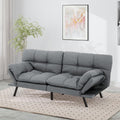 Opoiar 71-Inch Adjustable Futon Sofa Bed, Convertible Sleeper Couch with Split-Back Design for Personalized Comfort, Modern Loveseat Futon for Living Room & Small Spaces, Linen, Ash Gray