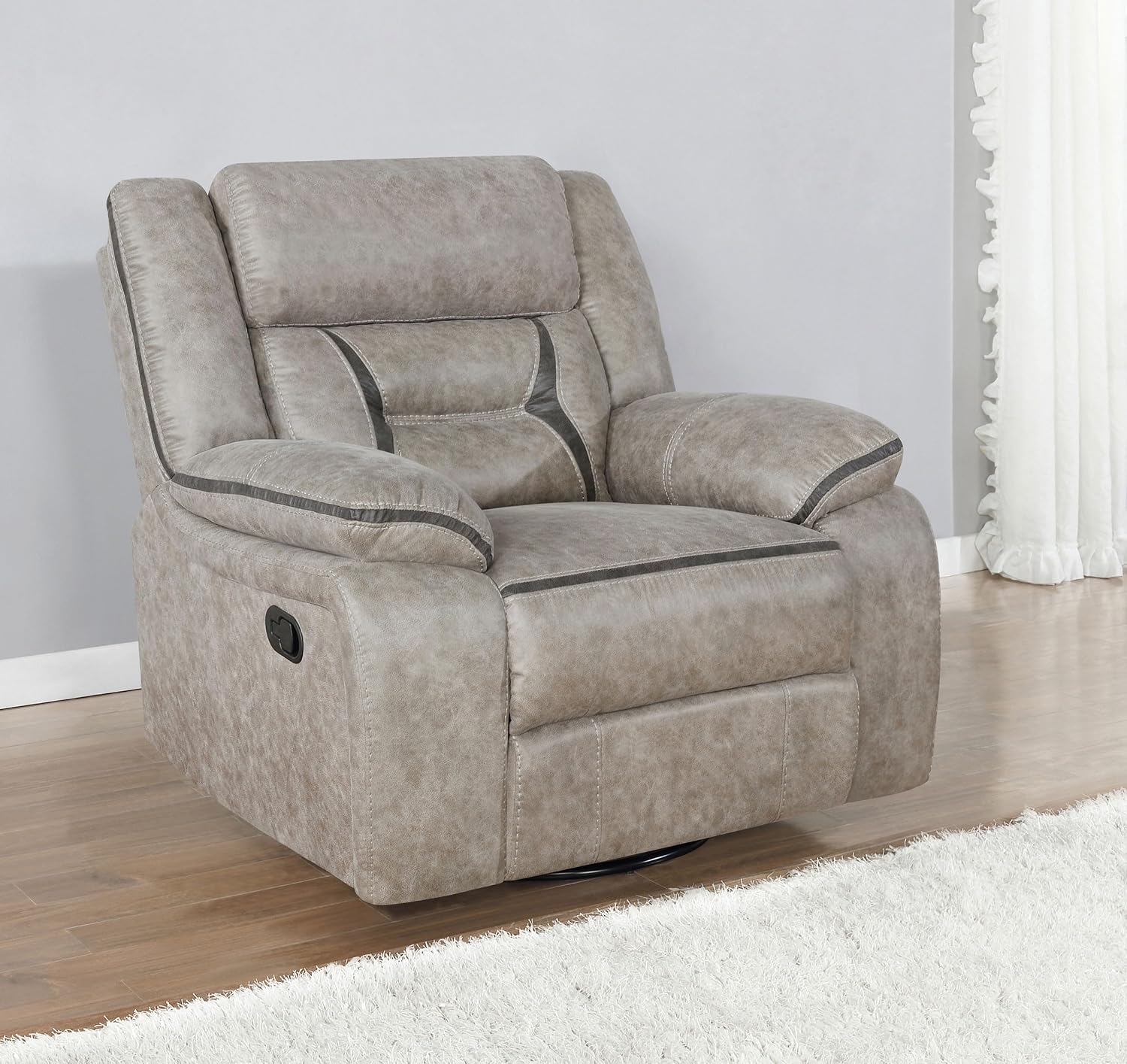 Coaster Home Furnishings - Greer - Leatherette Upholstered Swivel Glider Recliner Chair with Pocket Coil Cushions - Living Room - 41-Inch - Taupe - 651353