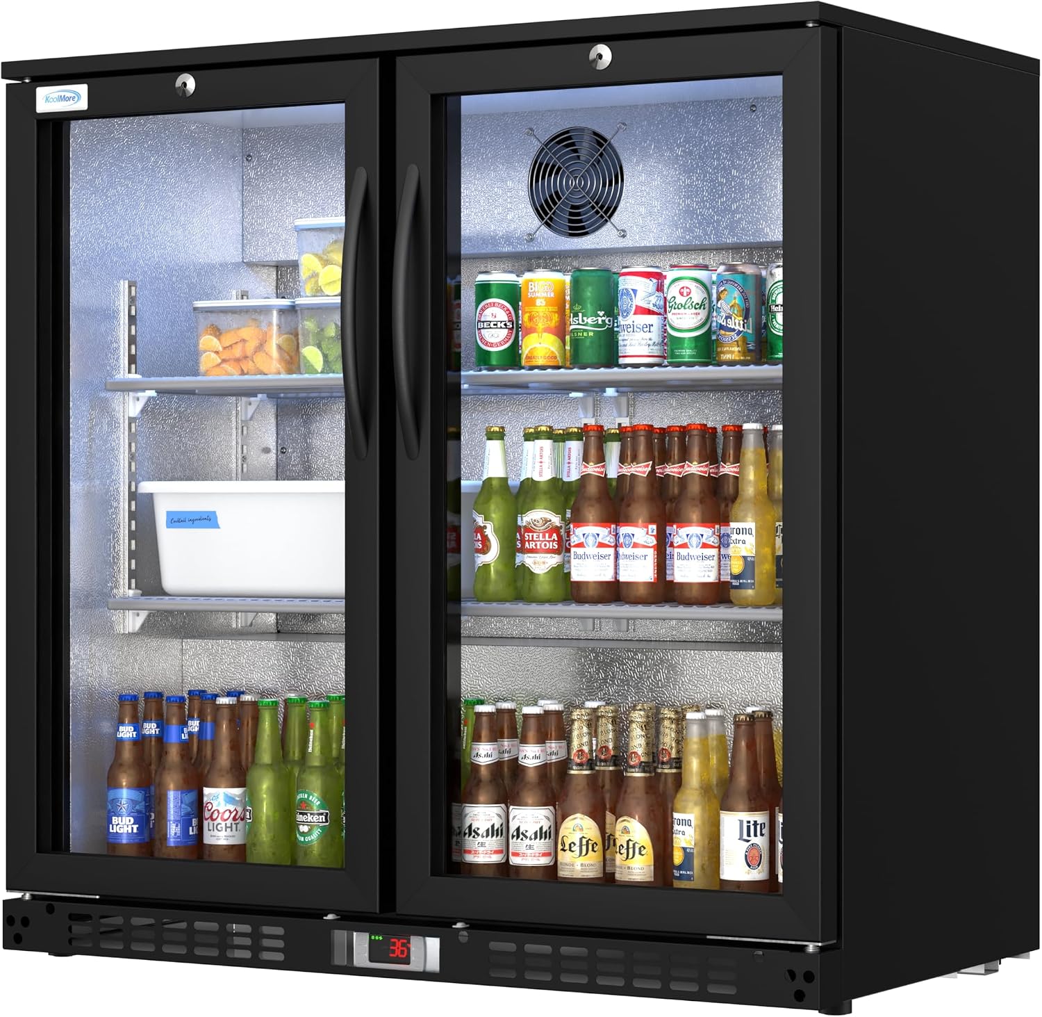 KoolMore BC-2DSW-BK Refrigerator, Double Door, Black