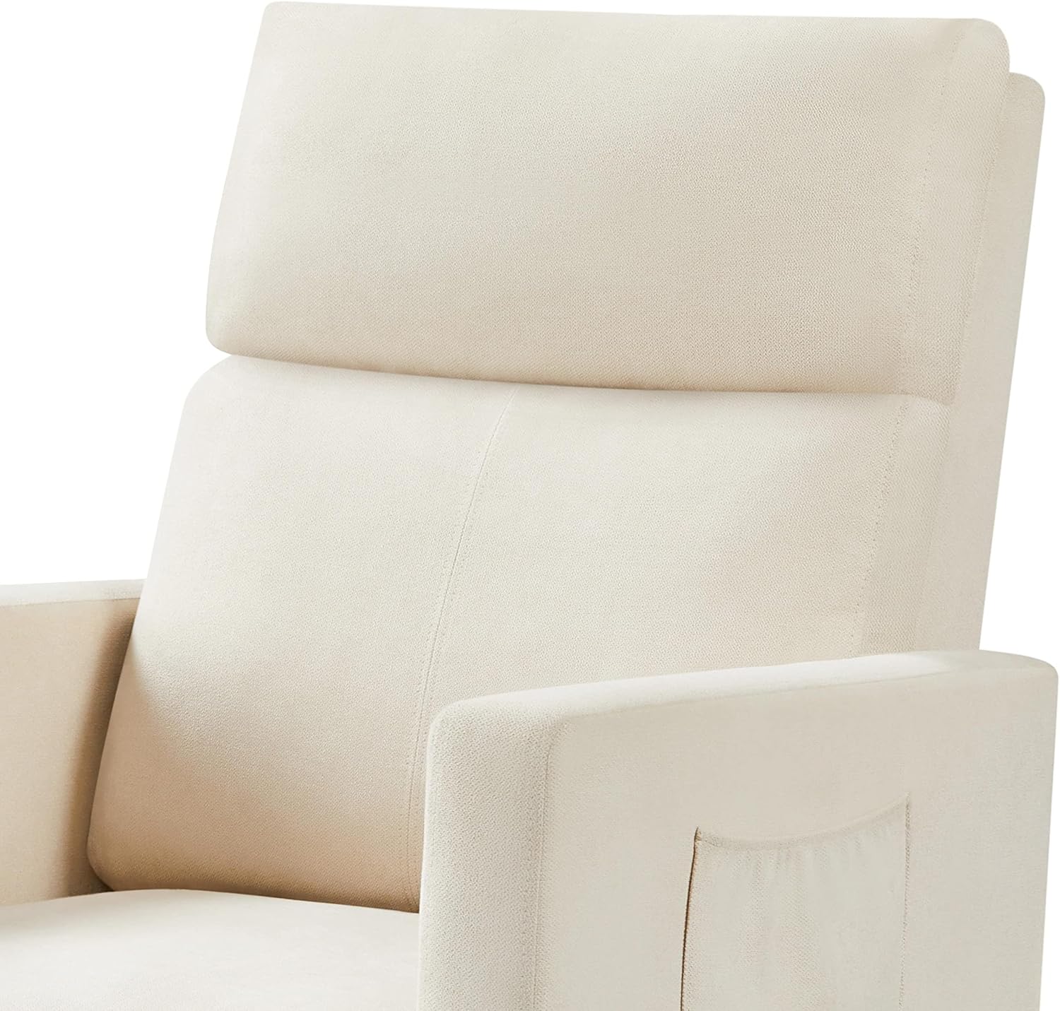 Topeakmart Upholstered Rocking Chair Nursery Modern Accent Chair with Wood Legs Side Pocket Armchair Glider Rocker for Nursery Living Room Bedroom Lounge Beige
