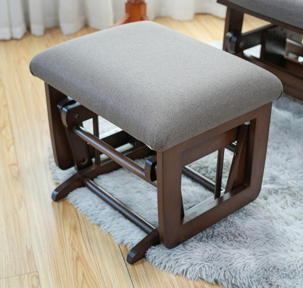 Joli Deluxe Glider Chair and Ottoman Set (Anthacite Fabric and Walnut Frame)