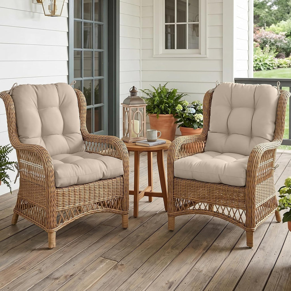 EAGLE PEAK Tufted Outdoor/Indoor Seat/Back Chair Cushions, 2 Pack, 42'' x 21'', Beige