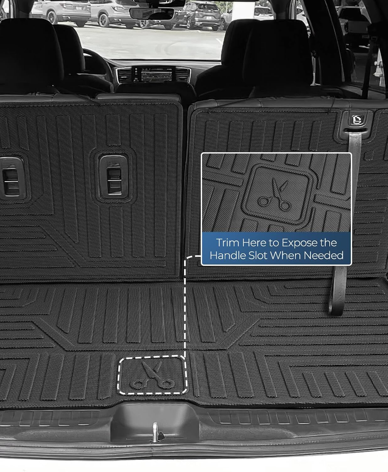 Car Floor Mats for Honda Pilot 2016-2022 8 Seats (No Elite Models), Accessories for Honda Pilot 2016-2022, All Weather Black Rubber Liners for Cars, Custom Fit Trunk Mat Back Seat Cover, 4PCS
