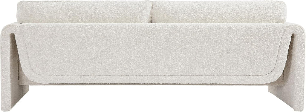 Meridian Furniture 198Cream-S Stylus Collection Modern | Contemporary Boucle Fabric Upholstered Sofa with Rich Cream Boucle Fabric, Curved Arms, 86' W x 38' D x 31' H, Cream