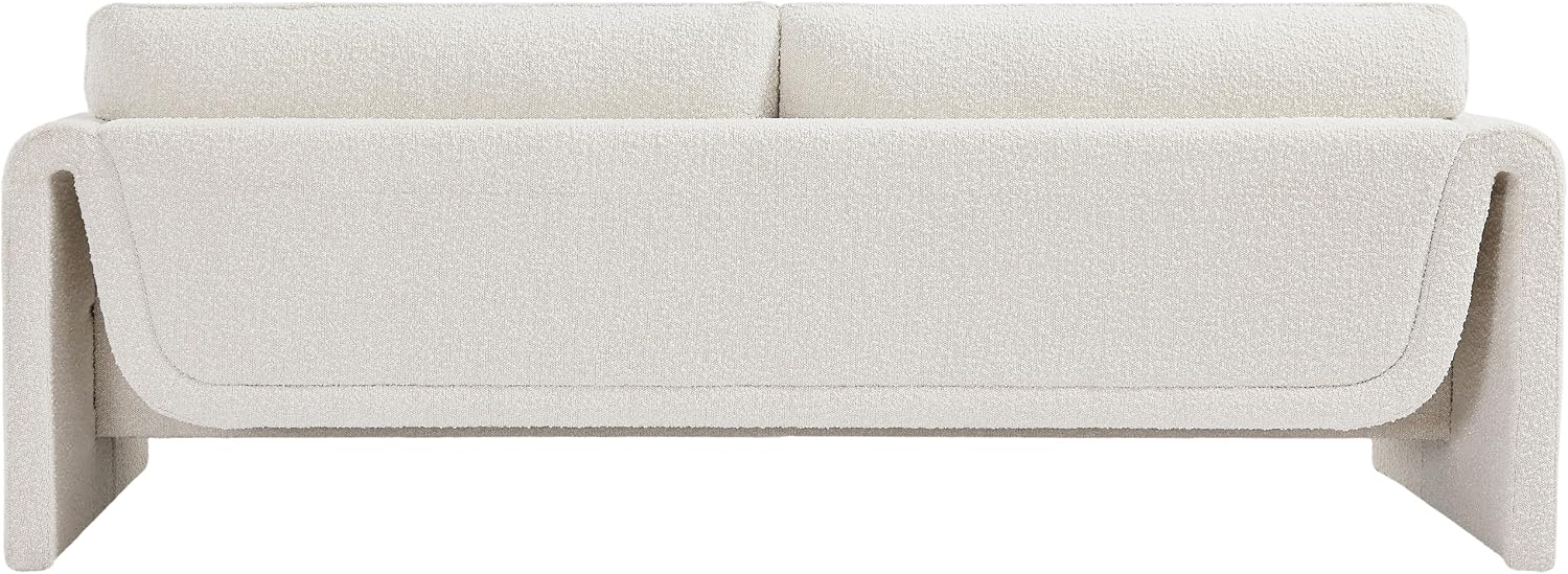 Meridian Furniture 198Cream-S Stylus Collection Modern | Contemporary Boucle Fabric Upholstered Sofa with Rich Cream Boucle Fabric, Curved Arms, 86' W x 38' D x 31' H, Cream