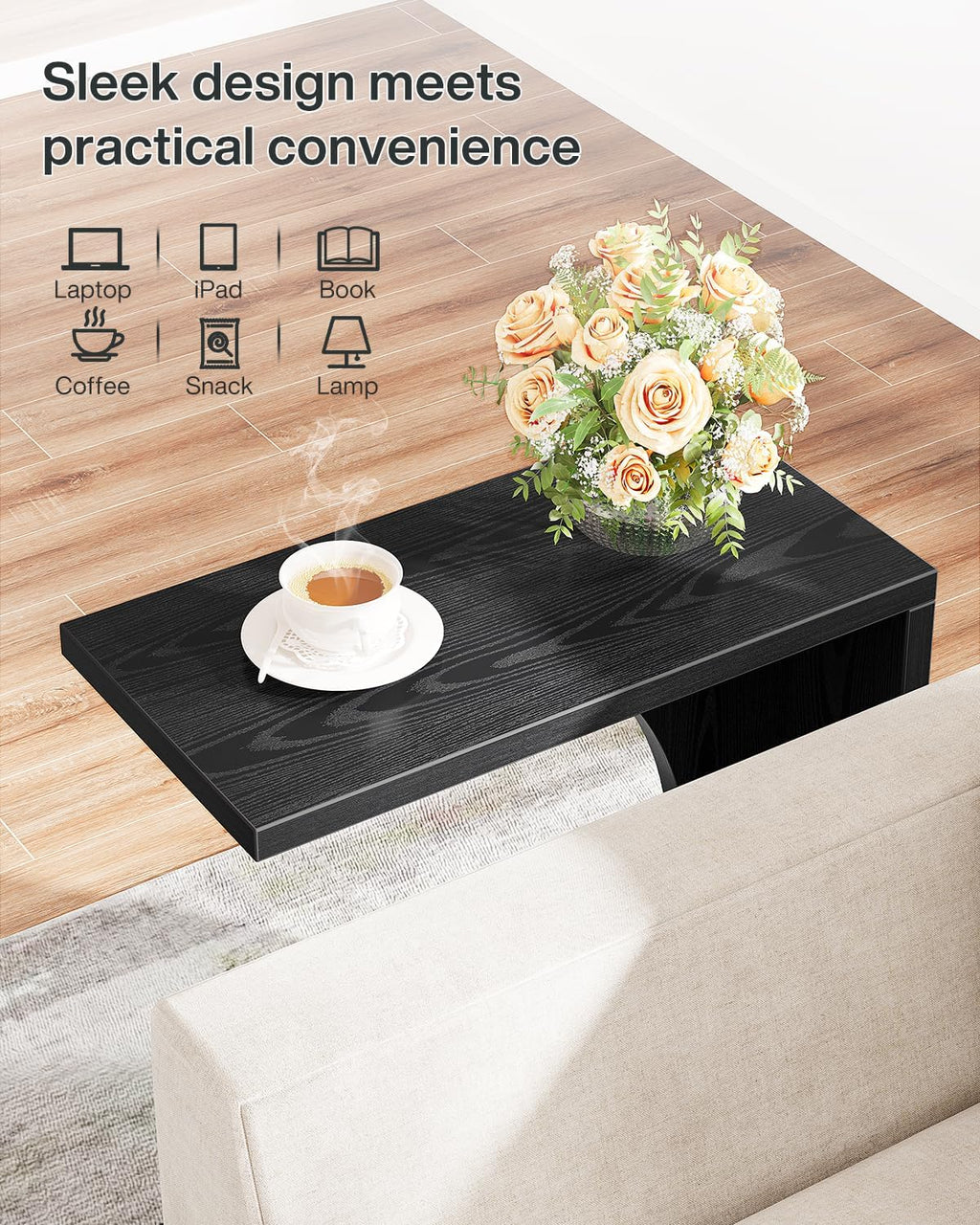 Tribesigns C-Shaped End Table for Couch, Sofa Side Table, C Table for Small Space, Living Room, Bedroom (2, Black)