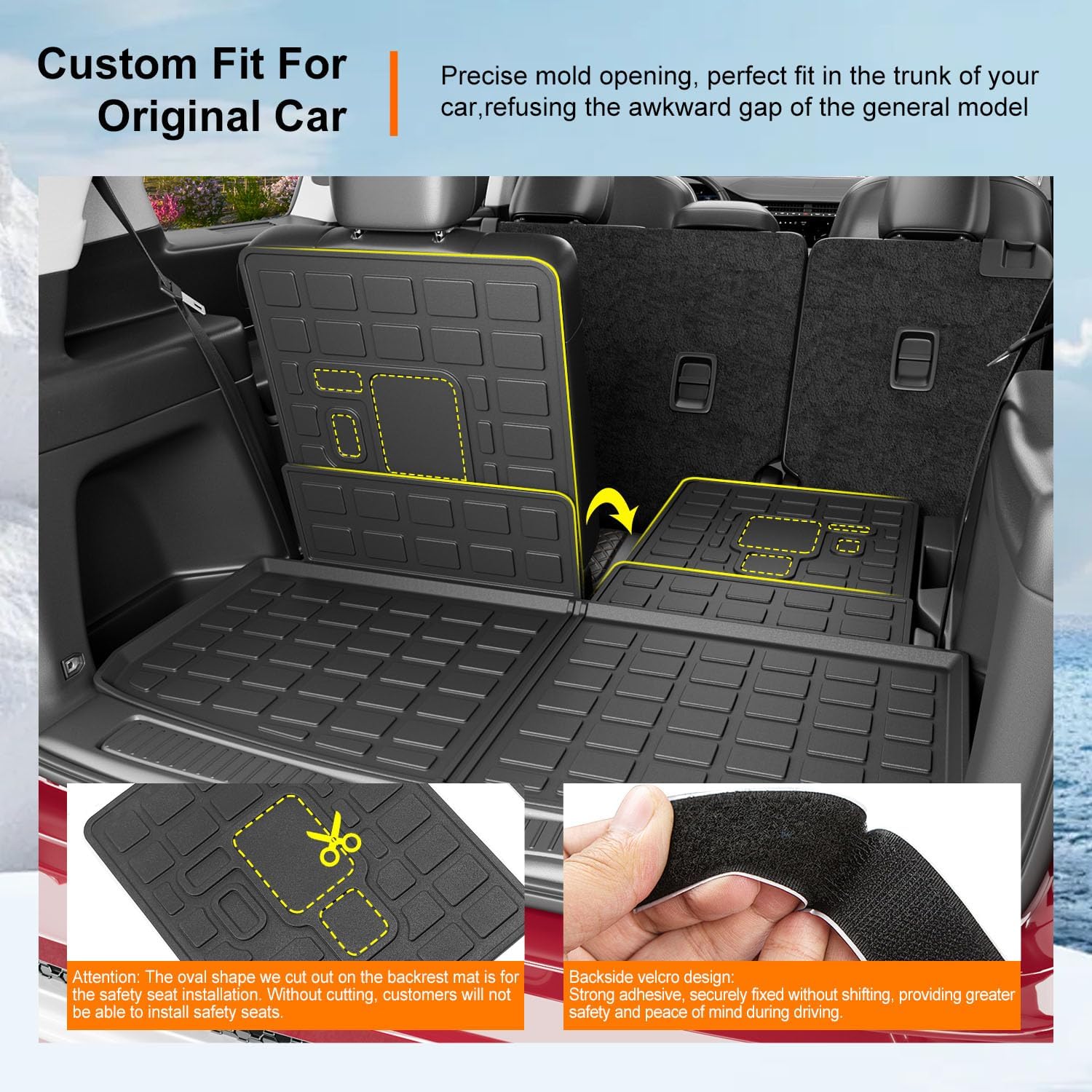 powoq 6 Seats Floor Mats Compatible with 2021-2026 Jeep Grand Cherokee L Cargo Mat Floor Liner TPE Replacement for 2021-2026 Jeep Grand Cherokee L Accessories (Trunk Mat+Backrest Mats+Floor mats)
