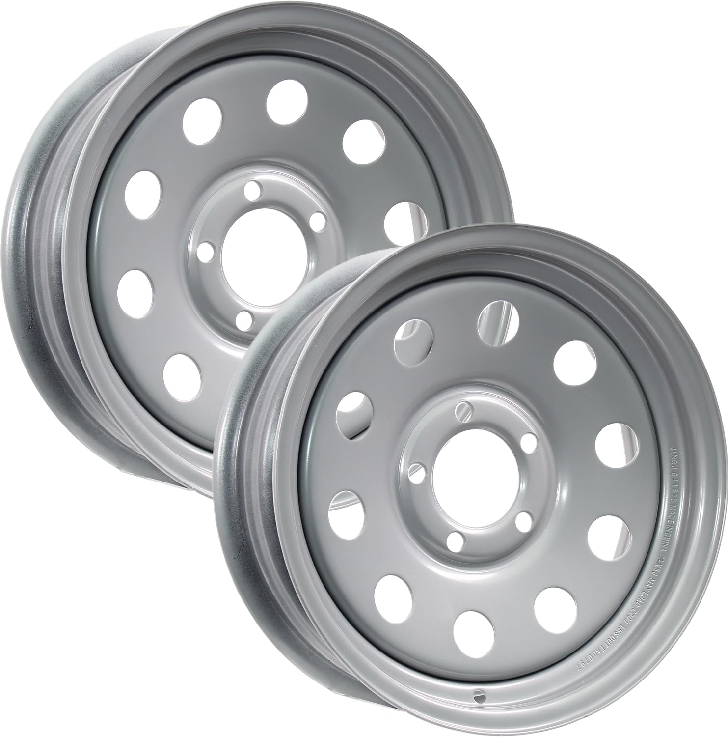 eCustomrim 2-Pack Trailer Wheel 15X6 15 Inch 5 Lug Silver Modular Rim | 15 X 6 Silver Grey Rim, 5 Lug on 4.5 Inch Bolt Pattern, 3.19 Inch Center Bore, 2150 Lbs Max Load, Trailer Tire Use Only