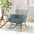 Giantex Rocking Chair Nursery, Boucle Upholstered Glider Rocker w/Ergonomic High Backrest, Rubber Wood Legs & Side Pocket, Striped Modern Accent Chair for Bedroom, Living Room, Offices