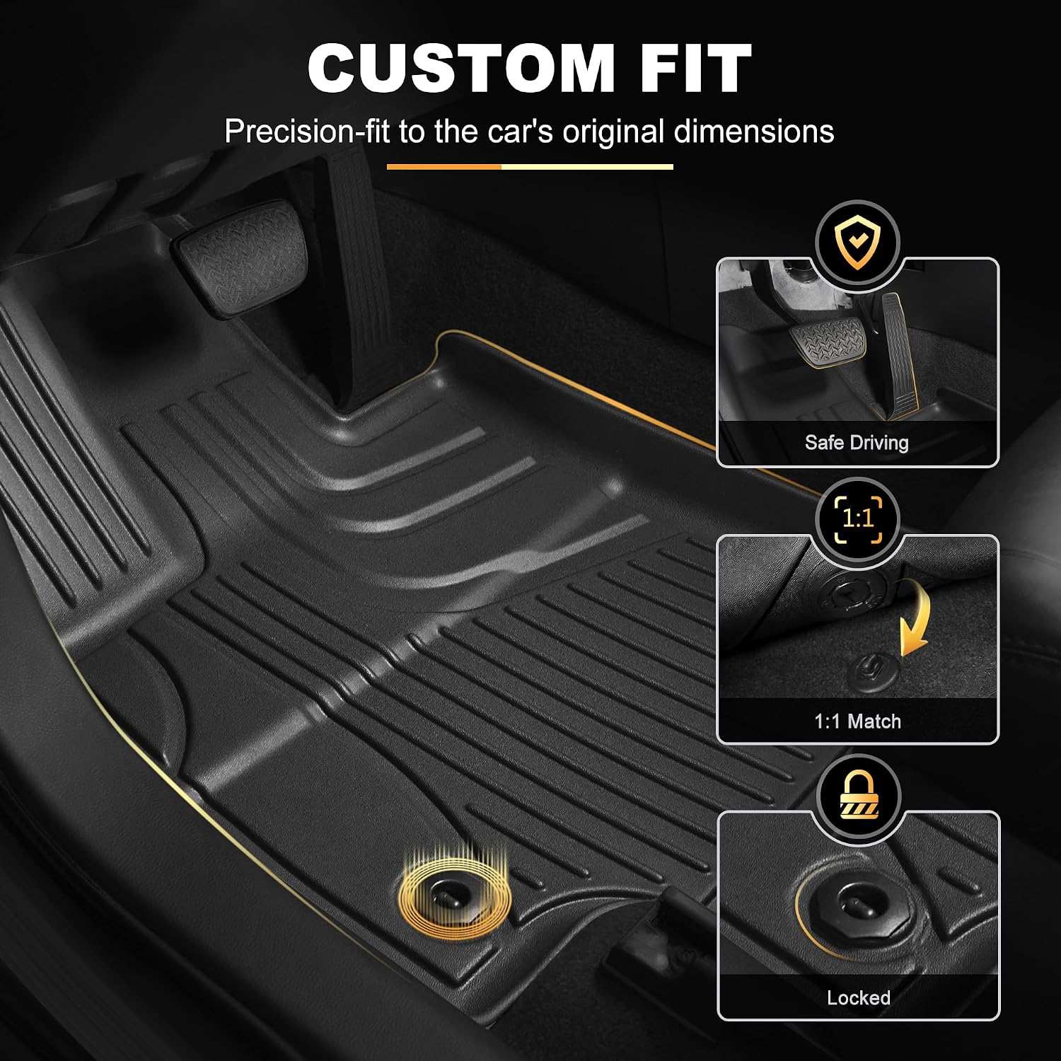 AOMSAZTO Floor Mats for Toyota RAV4 2013-2018 (Not for Hybrid) Full Set All Weather TPE Custom Fit Floor Mats for Toyota RAV4 1st & 2nd Row Car Mats Trunk Frunk Mat