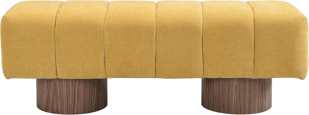 Christopher Knight Home Manila 50' Chenille Fabric Dining Bench for 2 People, Upholstery Ottoman Bench, End of Bed Footstool, Living Room Sofa Extra Seat/Footrest, No Assembly Needed, Mustard Yellow