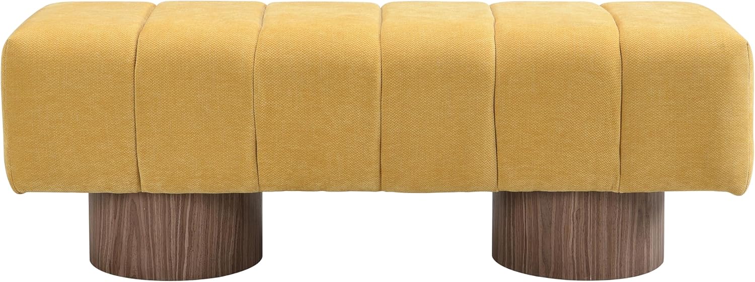 Christopher Knight Home Manila 50' Chenille Fabric Dining Bench for 2 People, Upholstery Ottoman Bench, End of Bed Footstool, Living Room Sofa Extra Seat/Footrest, No Assembly Needed, Mustard Yellow