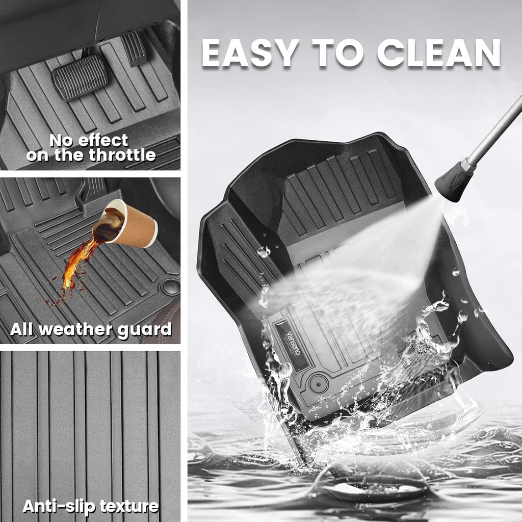Vanseno Floor Mats Compatible for Toyota Sienna 2021-2025 2026 7 Seat Cargo Liner Trunk Mat Backrest Mat Back Seat Protector All Weather Rubber Mat for Toyota Sienna Accessories