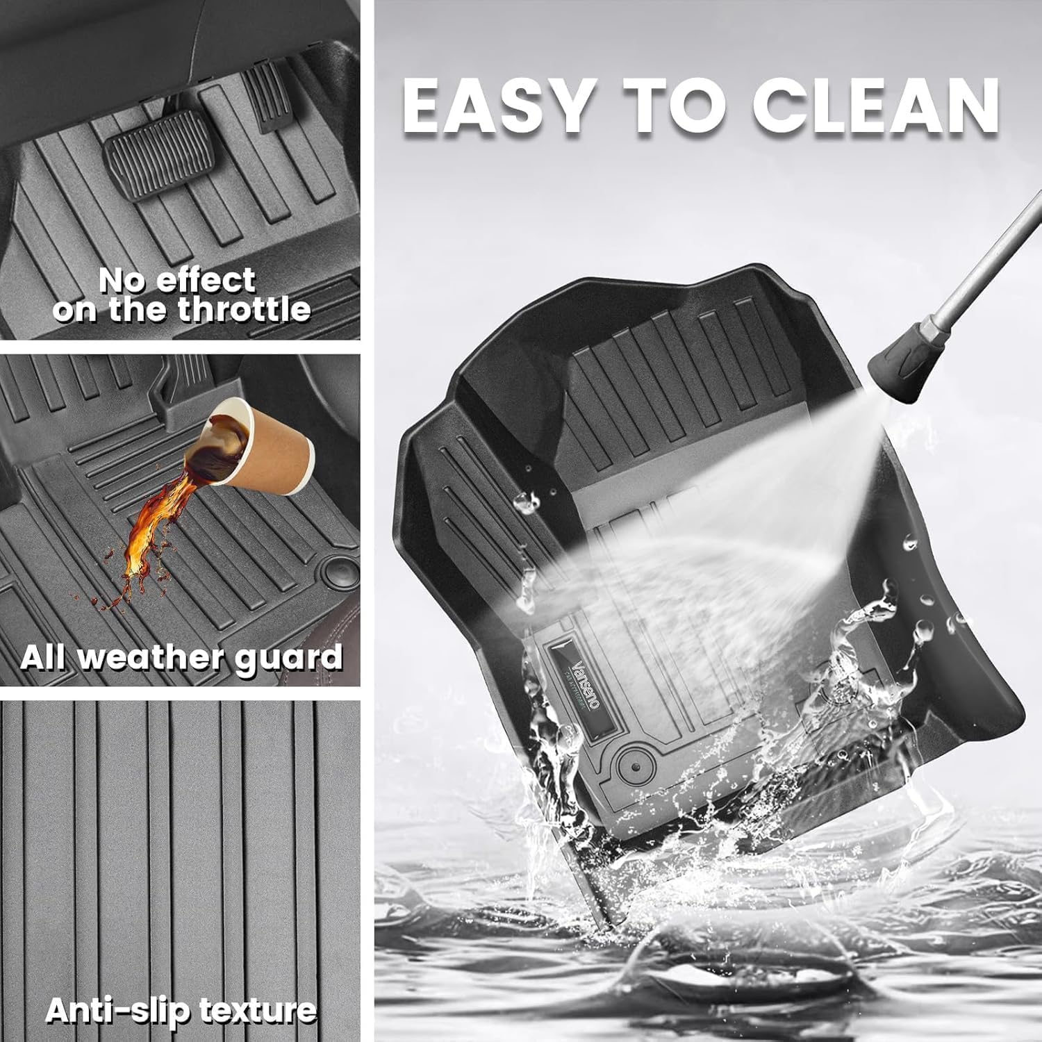 Vanseno Floor Mats Compatible for Toyota Sienna 2021-2025 2026 7 Seat Cargo Liner Trunk Mat Backrest Mat Back Seat Protector All Weather Rubber Mat for Toyota Sienna Accessories